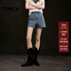 ONLY2026春季新款丹寧風A擺實用斜插口袋短褲牛仔褲女|126143011 J33 350水洗牛仔藍 M