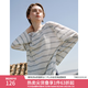 范思藍恩時尚洋氣百搭寬松休閑條紋長袖T恤女夏季2025新款 藍白條紋 M