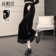 絲柏舍松緊腰半身裙2025秋裝新款女裝中長(cháng)款顯瘦優(yōu)雅釘珠A字裙 黑色 L