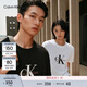 Calvin KleinJeans【純棉廓形】夏季男女情侶休閑通勤ck字母寬松短袖T恤上衣 UB1-太空黑 L 尺碼偏大，建議拍小一碼
