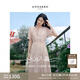 玖姿·安娜蔻【絲絲入夏】100%桑蠶絲高檔印花連衣裙女26夏新 花粉紅 M 尺碼偏大建議拍小一碼