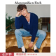 Abercrombie & Fitch美式情侶經(jīng)典圈圈紗V領(lǐng)長袖毛衣針織開衫25秋冬男裝120-5205 靛藍色 L (180/108A)
