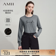 AMII女裝2026秋季新款極簡通勤風高支含羊毛合體直筒字母提花 花灰 L