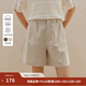茵曼（INMAN）【李蘭迪代言】棉麻|法式復古闊腿短褲2026夏女裝新款褶皺褲子 麻本色 26