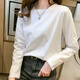 ESCURLTF 圓領(lǐng)打底衫女內搭春秋薄款寬松百搭緊身T恤長(cháng)袖上衣外穿體恤 純白長(cháng)T M  95-105斤
