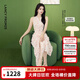 朗姿【王楚然同款 藝術(shù)家聯(lián)名】掛脖碎花連衣裙2026年夏季新款女 淡粉紫色（常規(guī)版） M