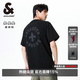 杰克·瓊斯（JACK&JONES）26年男裝春夏季重磅棉寬松復古哥特字母發泡印情侶短袖T恤男小眾 黑色E40 常規 L 180