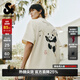 杰克·瓊斯（JACK&JONES）男裝26年純棉短袖T恤男士夏季潮流寬松卡通熊貓印花情侶半袖t恤 A08云米色 M 175寬松版，建議拍小一碼
