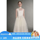 ELLE KIDS同色里襯】夏季女童甜美風A字版U型領親膚背心網紗休閑連衣裙