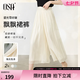 歐莎（OSA）冰絲休閑褲女夏季薄款小個(gè)子寬松慵懶風(fēng)垂墜感闊腿褲八分褲裙 淺杏色 M