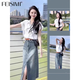 菲思蜜（Feisimi）牛仔連衣裙女裝今年最流行的衣服2026新款夏季兩件套裝顯瘦裙子 圖片色套裝 M 98-110斤