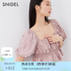 SNIDEL【明星同款】春夏甜美泡泡袖釘珠方領襯衫上衣SWFB242300 粉色 S （0）