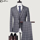 傳棨 西服套裝男三件套商務(wù)休閑男士西裝外套新郎結婚宴會(huì )禮服 灰藍三件套 （50）180/92A