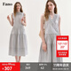 fano studios范洛Fano  100棉復古風無袖背心裙女2026夏木耳邊波點印花連衣裙 圣杯藍 現貨 S