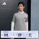 adidas純棉休閑三條紋針織運動圓領正肩短袖T恤上衣男夏阿迪達斯   中麻灰   XL