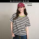 佐丹奴[貓和老鼠聯名]短袖T恤女夏印花寬松條紋圓領上衣18326814 10啡白條紋 M