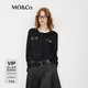 MO&Co.針織衫開衫綿羊毛山羊絨全手工珠片疊繡裝飾高智感摩安珂 黑色 S 160