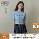 Teenie Weenie小熊T恤女夏季甜酷萌趣印花短袖圓領T恤上衣女 藍色 L
