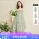 西遇（Westlink）花朵吊帶仙女紗裙復(fù)古文藝度假風(fēng)連衣裙女2026夏吊帶裙 綠色 M （160）