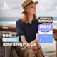HAZZYS哈吉斯女裝 26新款夏季女上衣純色翻領休閑短袖POLO衫女 藏青色NV L (165/88A 40)