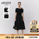 艾諾絲雅詩ARIOSEYEARS春秋新品通勤優雅提花拼接露肩連衣裙30329817 黑色 M