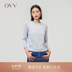 OVV秋冬熱賣女裝絲羊絨馬鞍肩經典圓領七分袖針織衫 淺藍（凈色）B2 M