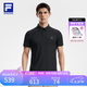FILA 菁英POLO斐樂官方男子針織短袖POLO衫2026夏季新款防曬上衣 深黑-BK XL 180/100A/XL