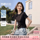 尚都比拉修身顯瘦純棉T恤女夏季設計感不規(guī)則短袖氣質上衣 黑色 M