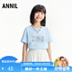 安奈兒（Annil）【彩虹多色親子T恤】童裝男女童夏日多巴胺海洋風百搭短袖上衣 海洋藍 140