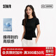 森馬（Semir）森柔|短袖T恤女夏短款正肩純色修身扭結不對稱感衣服101325100095