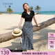 三彩2026夏季新款碎花半身裙高腰開叉雪紡A字裙浪漫長裙清新M