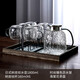青蘋果（QINGPINGGUO） 耐熱玻璃冷水壺樹紋家用涼水壺杯大容量客廳玻璃壺泡茶壺套裝 樹皮紋壺+樹皮紋杯x6+海棠盤+架