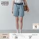 Teenie Weenie小熊女裝夏裝高腰簡約休閑牛仔短褲寬松A字牛仔褲子 淺藍色 S (160)
