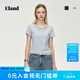 ELAND衣戀T恤女時(shí)尚寬U領(lǐng)假兩件條紋短袖棉質(zhì)上衣2026夏季新款 淺藍(lán)色(51)L/Blue L /170