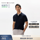 Tommy Hilfiger【微肌理】春夏男裝商務休閑高級感純色亞洲版短袖翻領T恤POLO衫 藏青色DW5 S （推薦：120-135斤）