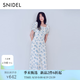 SNIDEL連衣裙女26春夏新品優雅氣質泡泡袖吊帶露肩印花長裙SWFO261253 黃色 S (0)