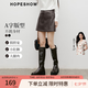 紅袖梨型身材遮胯A字半身裙2025冬季新款女裝復古輕熟氣質PU皮咖短裙 咖啡037 L