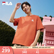 FILA【易烊千璽同款】斐樂短袖T恤女半袖休閑寬松上衣男情侶卡通多彩t 古繡橙-OR 2XL 185/104A/XXL