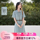 朵以2026夏季新款復古做舊牛仔連衣裙收腰顯瘦休閑百搭氣質通勤中長裙 牛仔藍 L