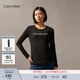 Calvin KleinJeans春秋女士休閑通勤簡約ck字母印花修身打底衫長袖T恤上衣 BEH-太空黑 XS