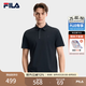 FILA 斐樂官方男子針織短袖POLO衫2026秋季新款休閑舒適涼感上衣 深黑-BK XL 180/100A/XL