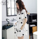 澳琪蘭（AOQILAN）睡衣女士夏季薄款兩件套短袖純棉家居服夏天波點(diǎn)寬松大碼胖MM套裝 9066白色 女士M