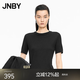 JNBY/江南布衣春秋T恤短袖綿羊毛修身休閑通勤圓領套頭日常5P9112250 001/本黑 S