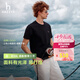 HAZZYS【液氨工藝】哈吉斯男裝 26新款夏季休閑圓領短袖T恤男 黑色BK L （175/96A 48）