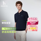 HAZZYS【絞花】哈吉斯男裝 26新款夏季毛衣翻領針織短袖polo衫男 藏青色NV 2XL （185/104A 52）