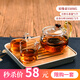 陶瓷故事 玻璃茶壺套裝耐高溫家用辦公室過(guò)濾花泡茶壺泡茶杯紅茶茶具套裝 星緣壺大號(hào)+2個(gè)直身小杯+四方小茶盤(pán)