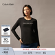 Calvin KleinJeans春秋女士休閑通勤簡約ck字母印花修身打底衫長袖T恤上衣 BEH-太空黑 XS