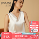 金三塔真絲背心女春夏桑蠶絲純色V領(lǐng)內(nèi)搭上衣內(nèi)衣七夕節(jié)禮物 絲白 L