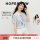 紅袖（hopeshow）POLO領針織衫2026夏季新款女裝撞色絲巾獨特漂亮miu系氣質上衣 淺粉藍401 M