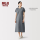 MUJI 女式 漢麻 棉 短袖連衣裙 女裝裙子長裙 26年夏季 BC2Q4C6S 深灰色 M (160/84A)